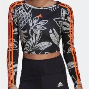 Adidas x Farm Rio cropped long sleeve shirt new